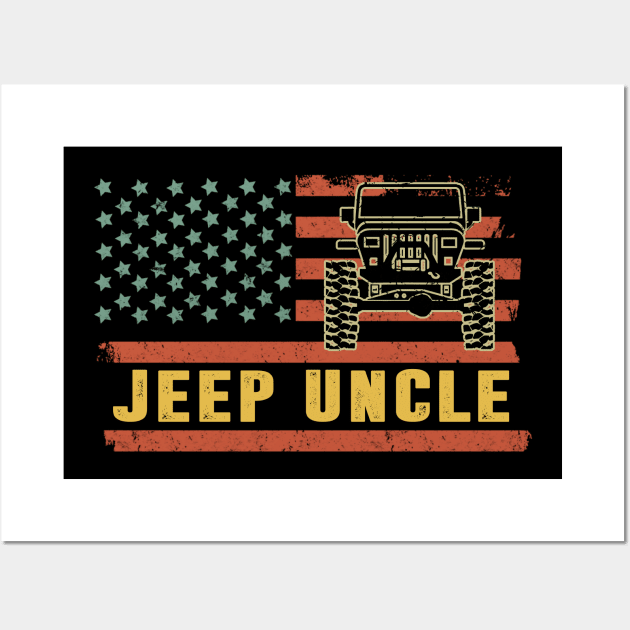 Jeep Uncle American Flag Jeep Vintage Jeep Father's Day Gift Jeep papa Wall Art by Oska Like